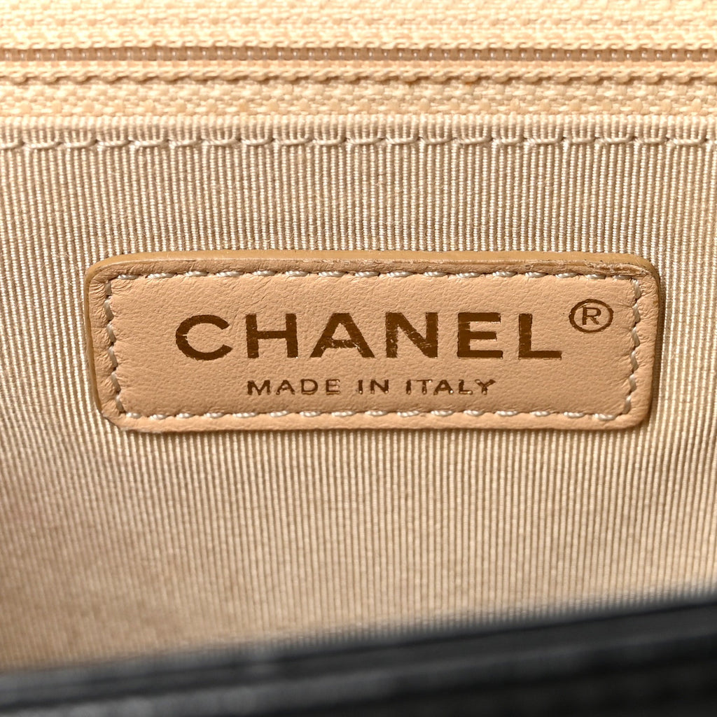 Chanel Grained Calfskin Quilted Large Label Click Flap Bag Black