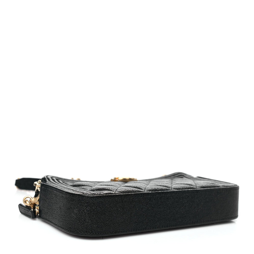 Chanel Caviar Quilted Small Boy Clutch With Chain Black