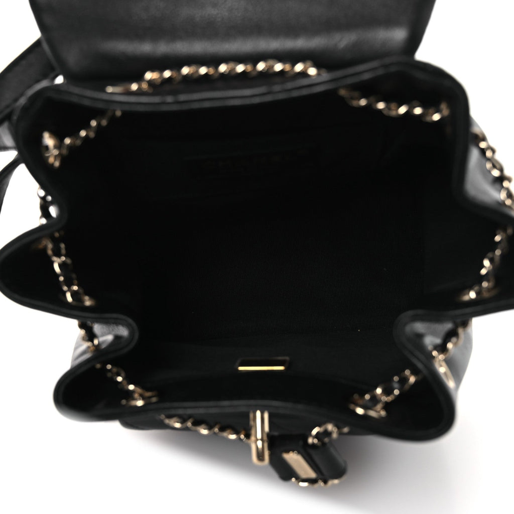 Chanel Lambskin Quilted Small Duma Drawstring Backpack Black