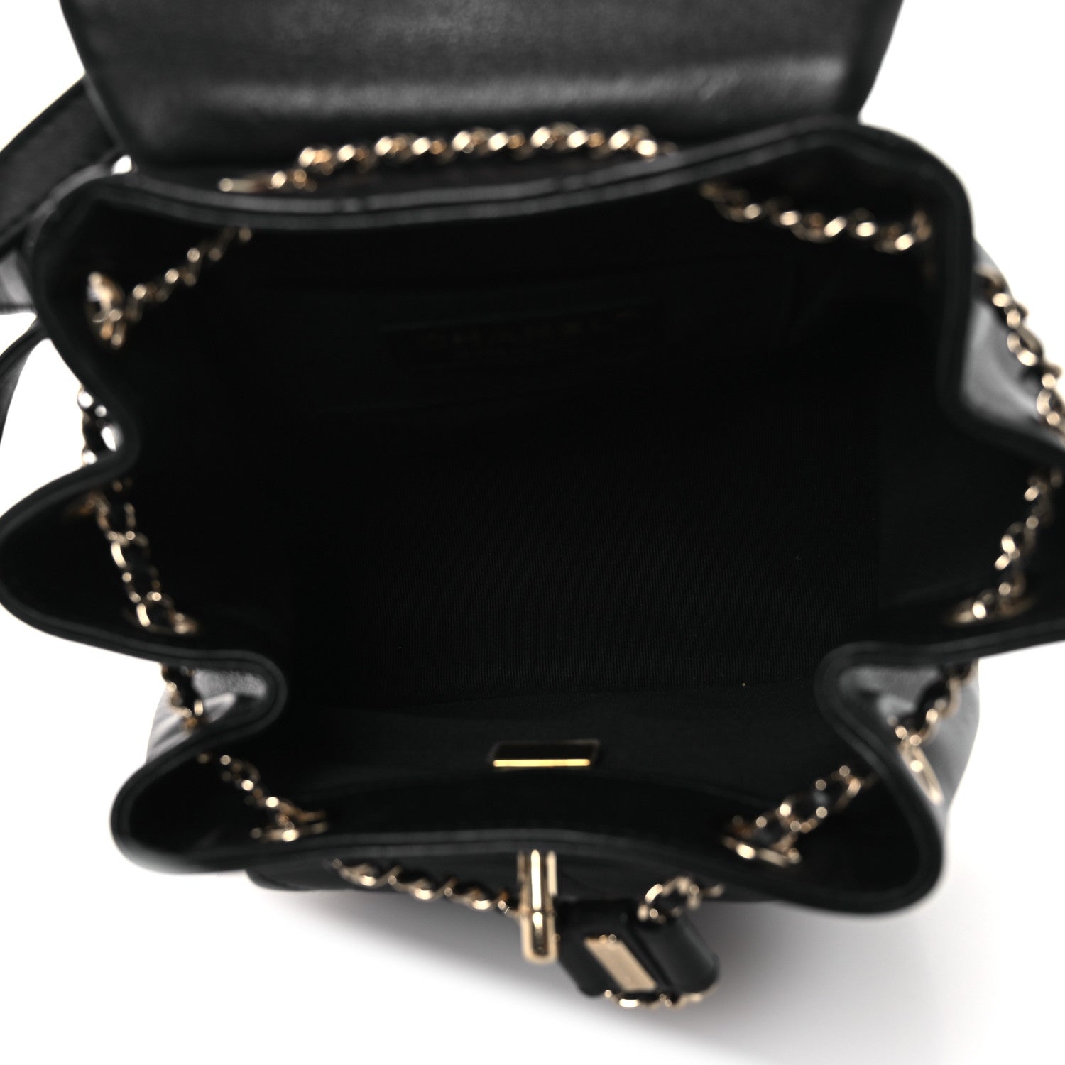 Chanel Lambskin Quilted Small Duma Drawstring Backpack Black