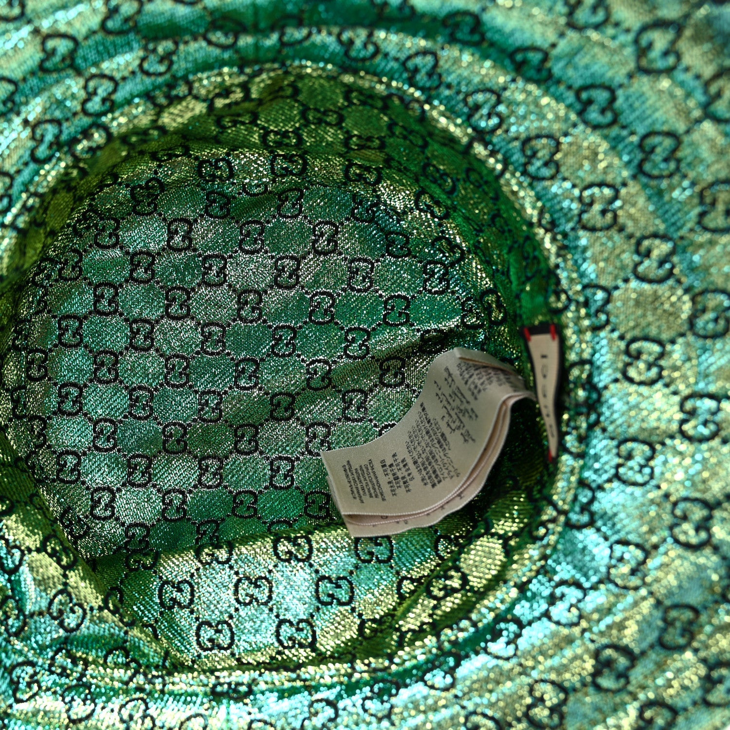 Gucci Canvas Lame GG Monogram Reversible Bucket Hat L Green