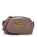 Gucci Calfskin Matelasse Small GG Marmont Chain Shoulder Bag Porcelain Rose