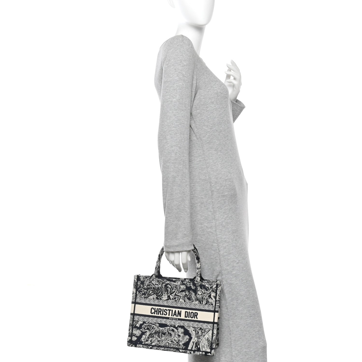 Christian Dior Canvas Embroidered Small Dioriviera Toile De Jouy Book Tote Blue