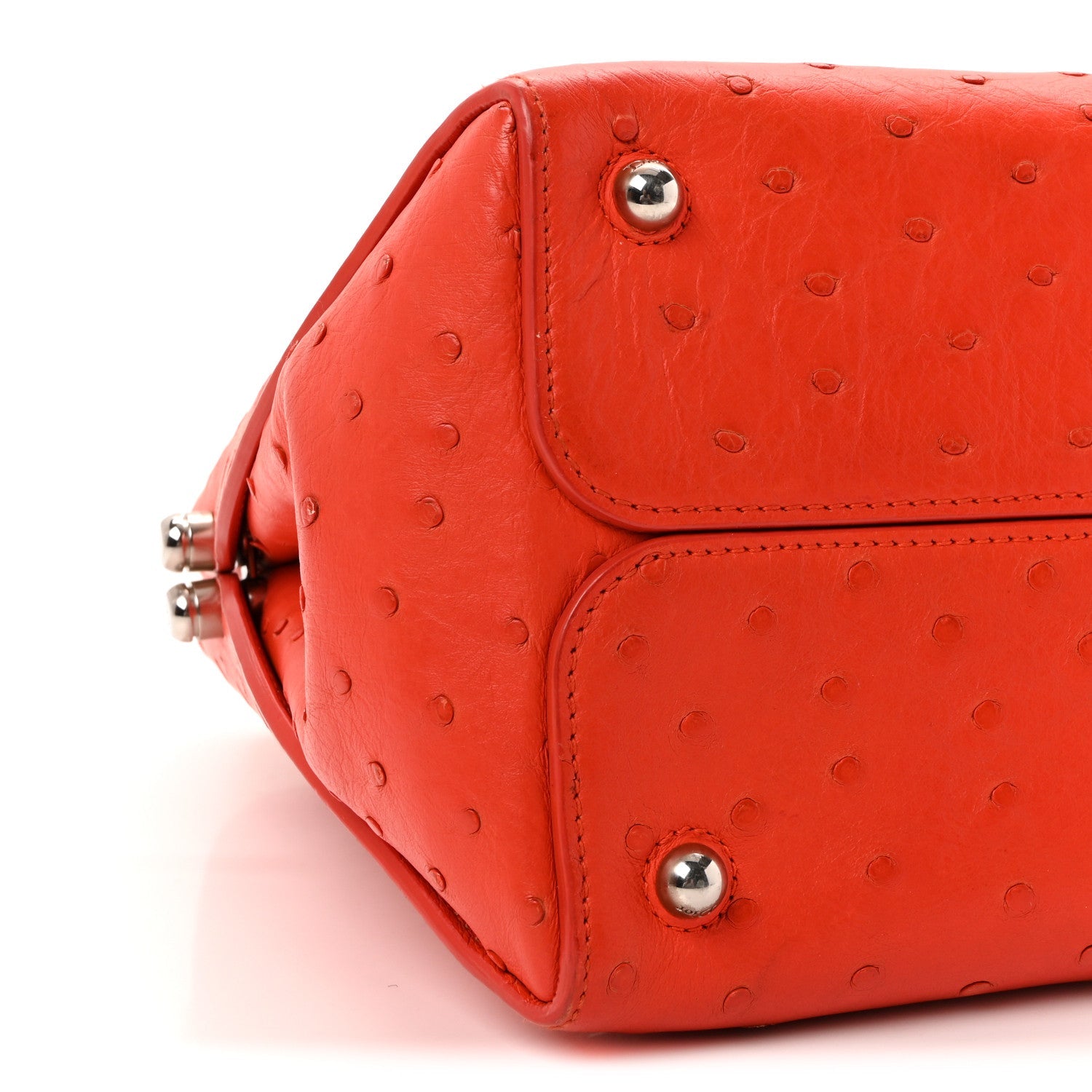 Christian Dior Ostrich Large Open Bar Tote Orange
