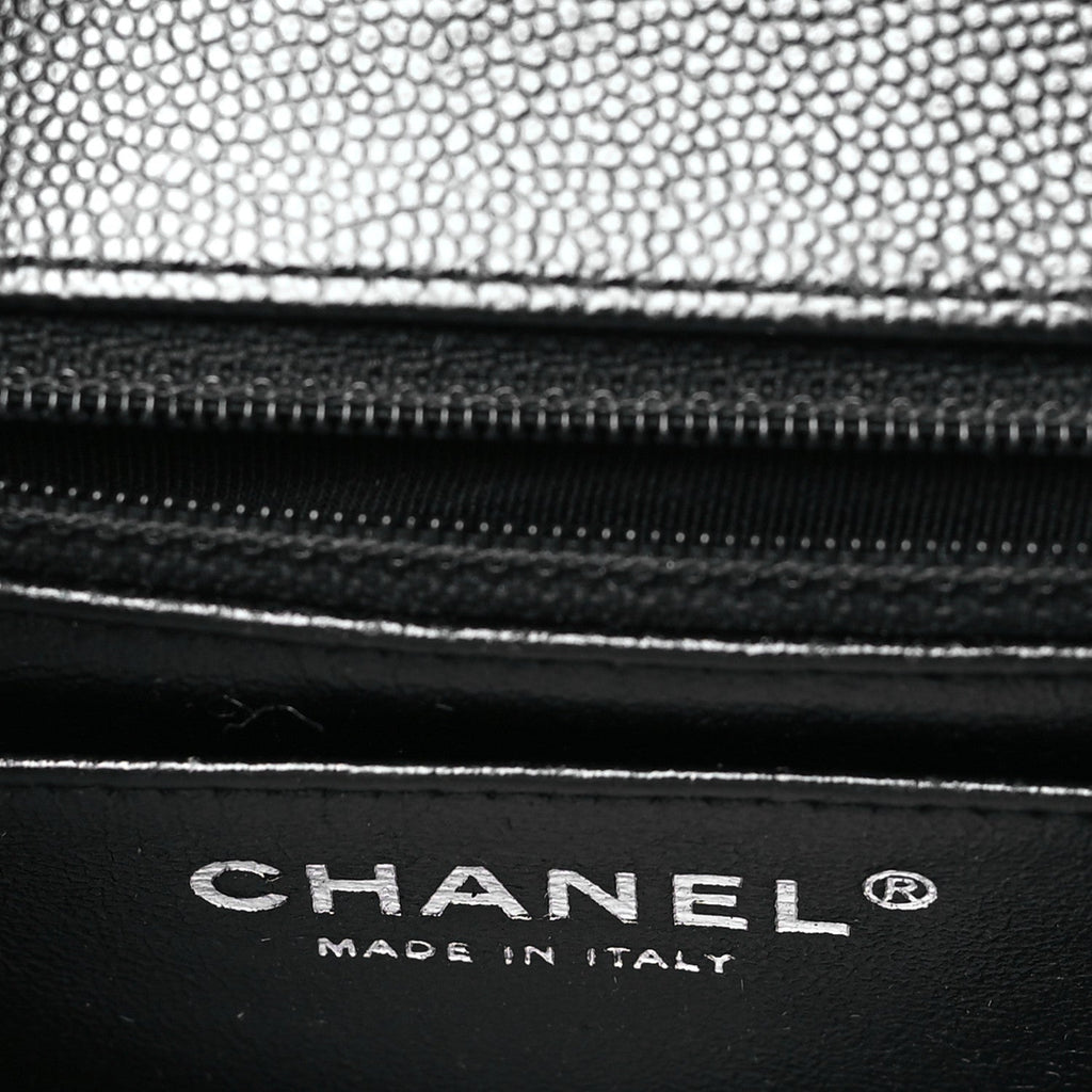 Chanel Caviar Chevron Quilted Mini Square Flap Black