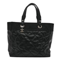 Chanel Coated Canvas Quilted Large Paris Biarritz Tote Black