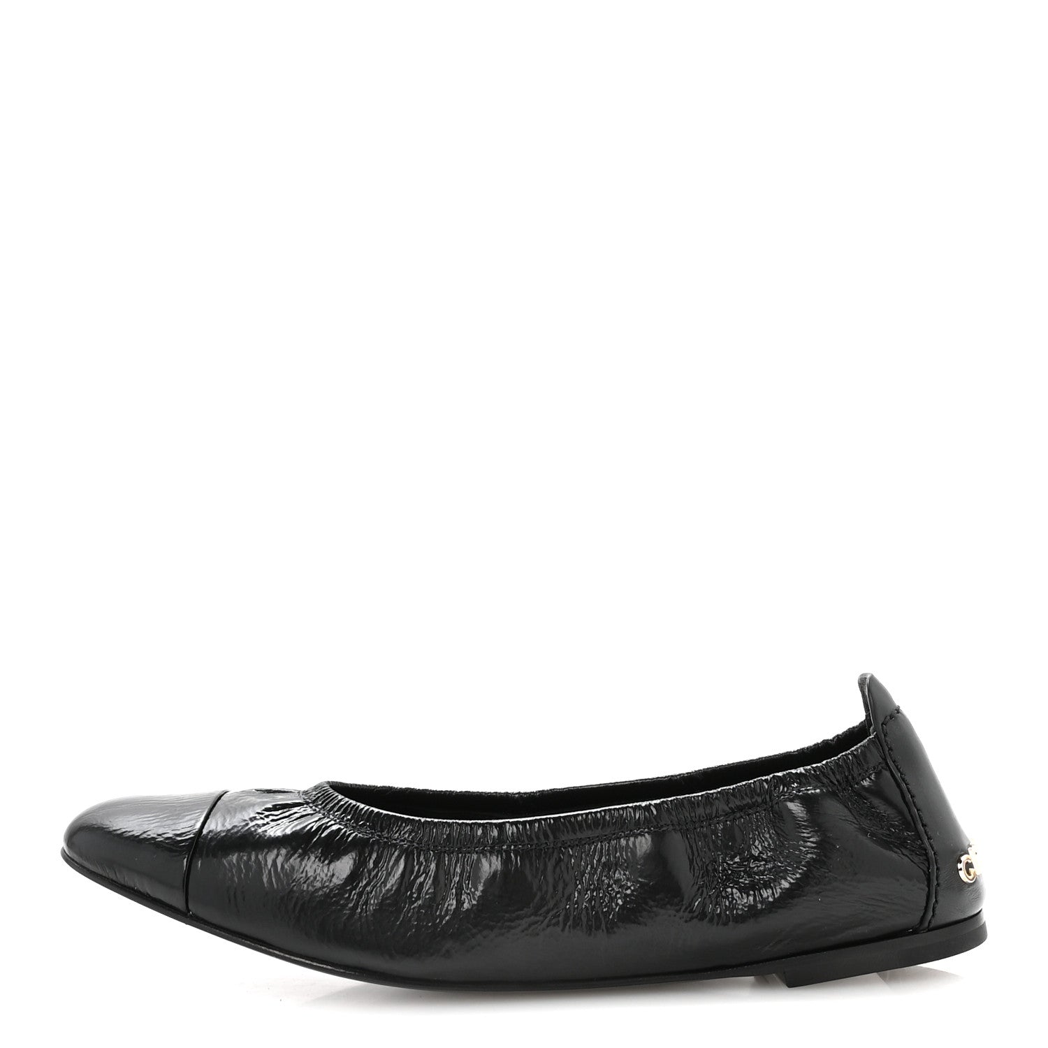 Lambskin Shiny Goatskin Calfskin Ballerina Flats 39.5 Black