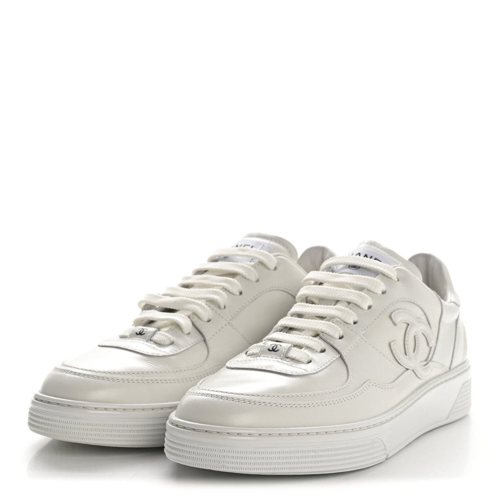 Calfskin Womens CC Sneakers 40 White