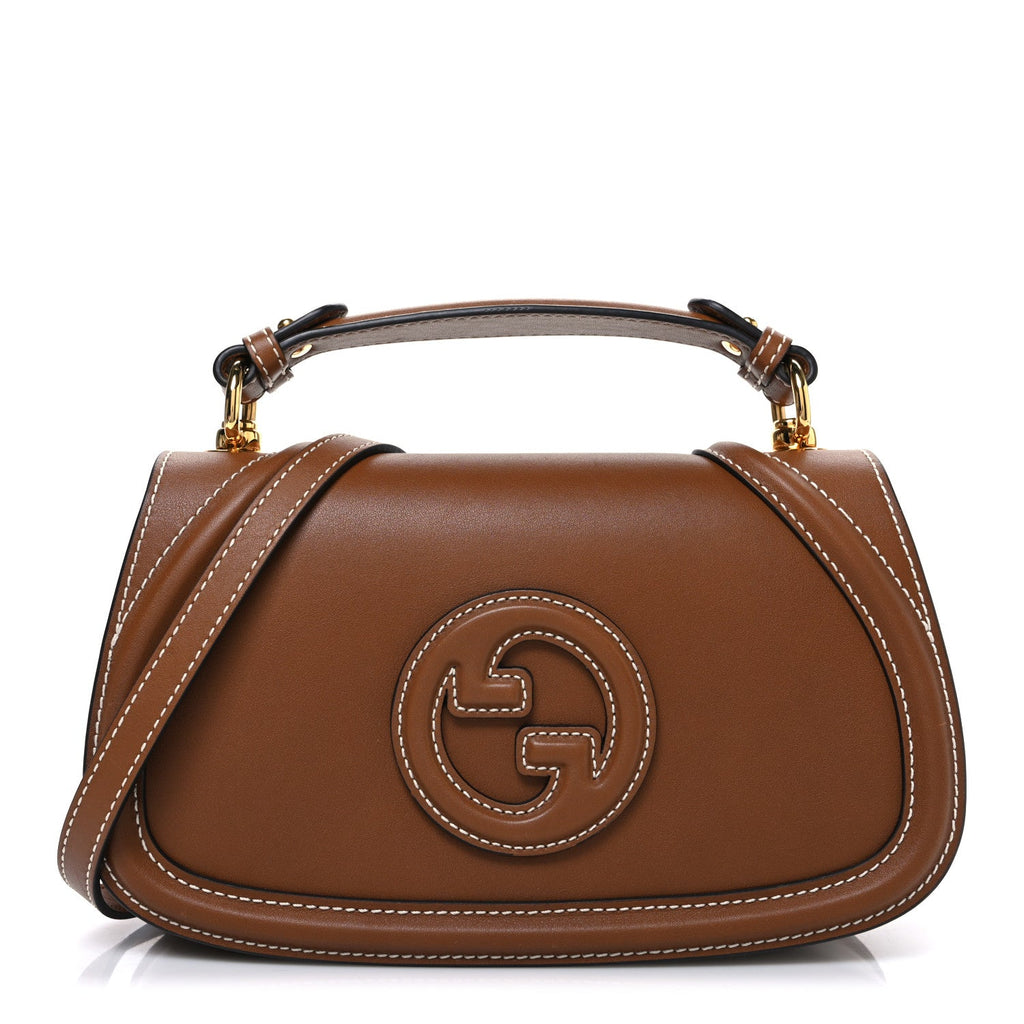 Gucci Roxy Calfskin Medium Blondie Top Handle Bag Brown