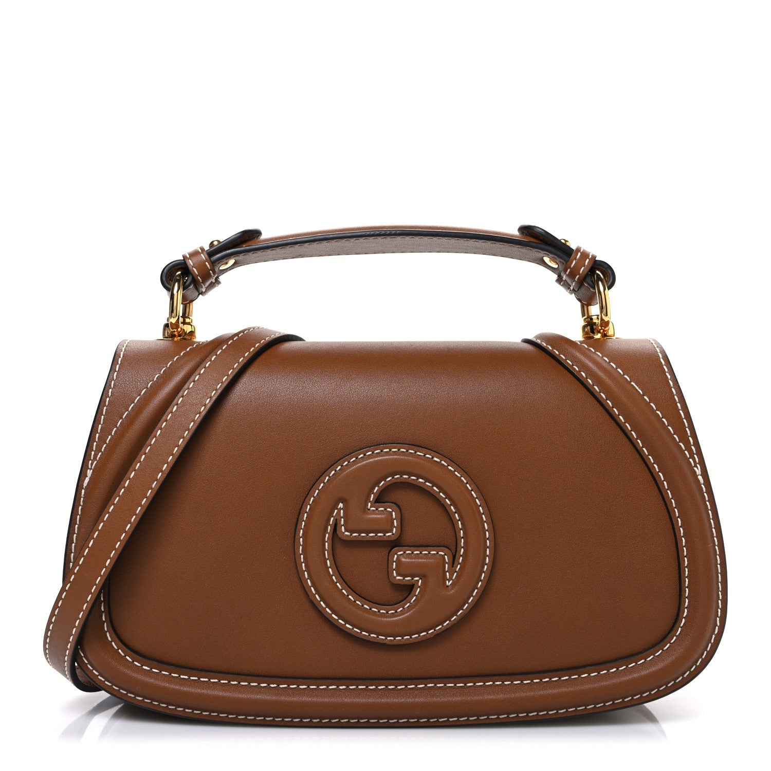 Gucci Roxy Calfskin Medium Blondie Top Handle Bag Brown