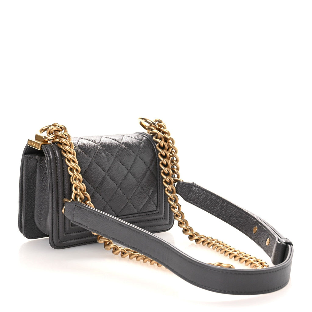 Chanel Caviar Quilted Mini Boy Flap Dark Grey