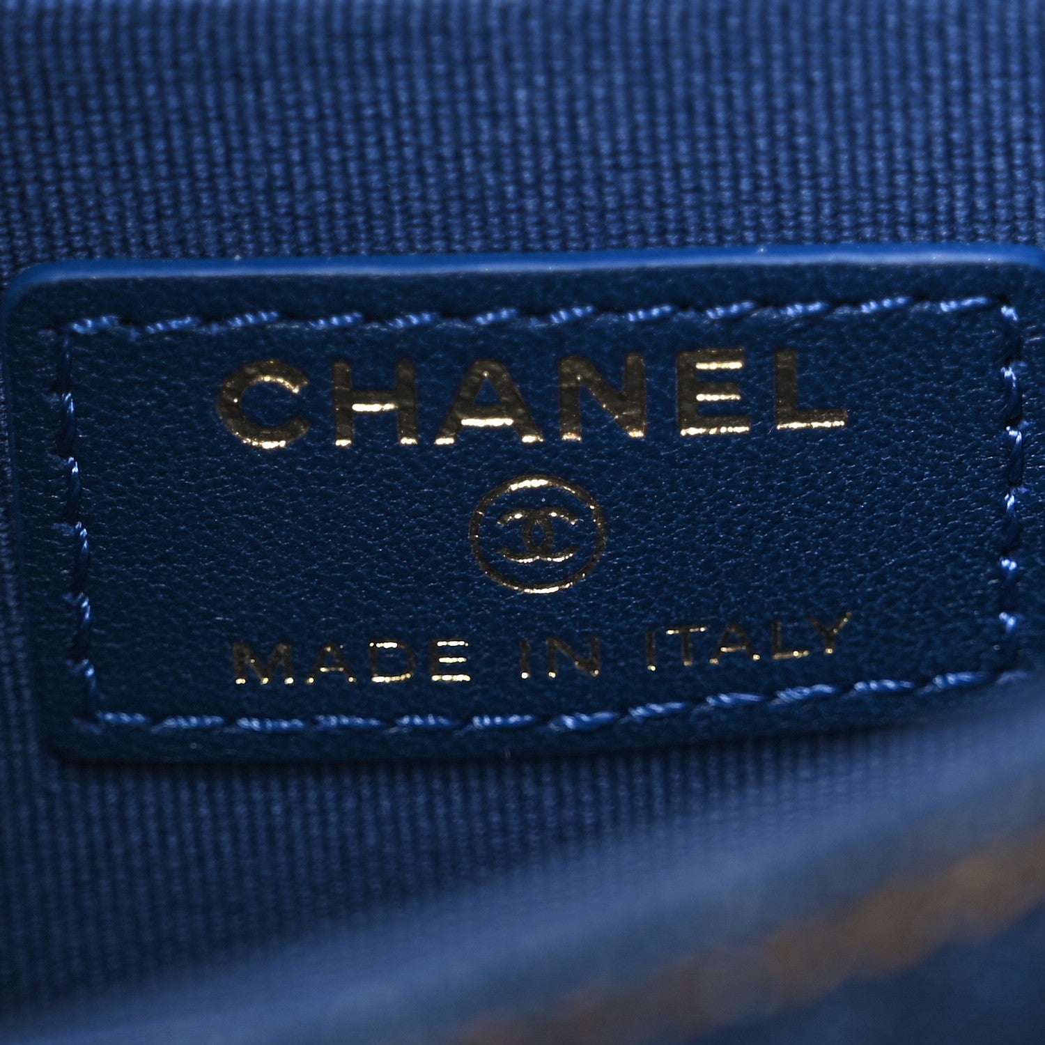 Chanel Denim Quilted Double You Card Holder On Chain Blue