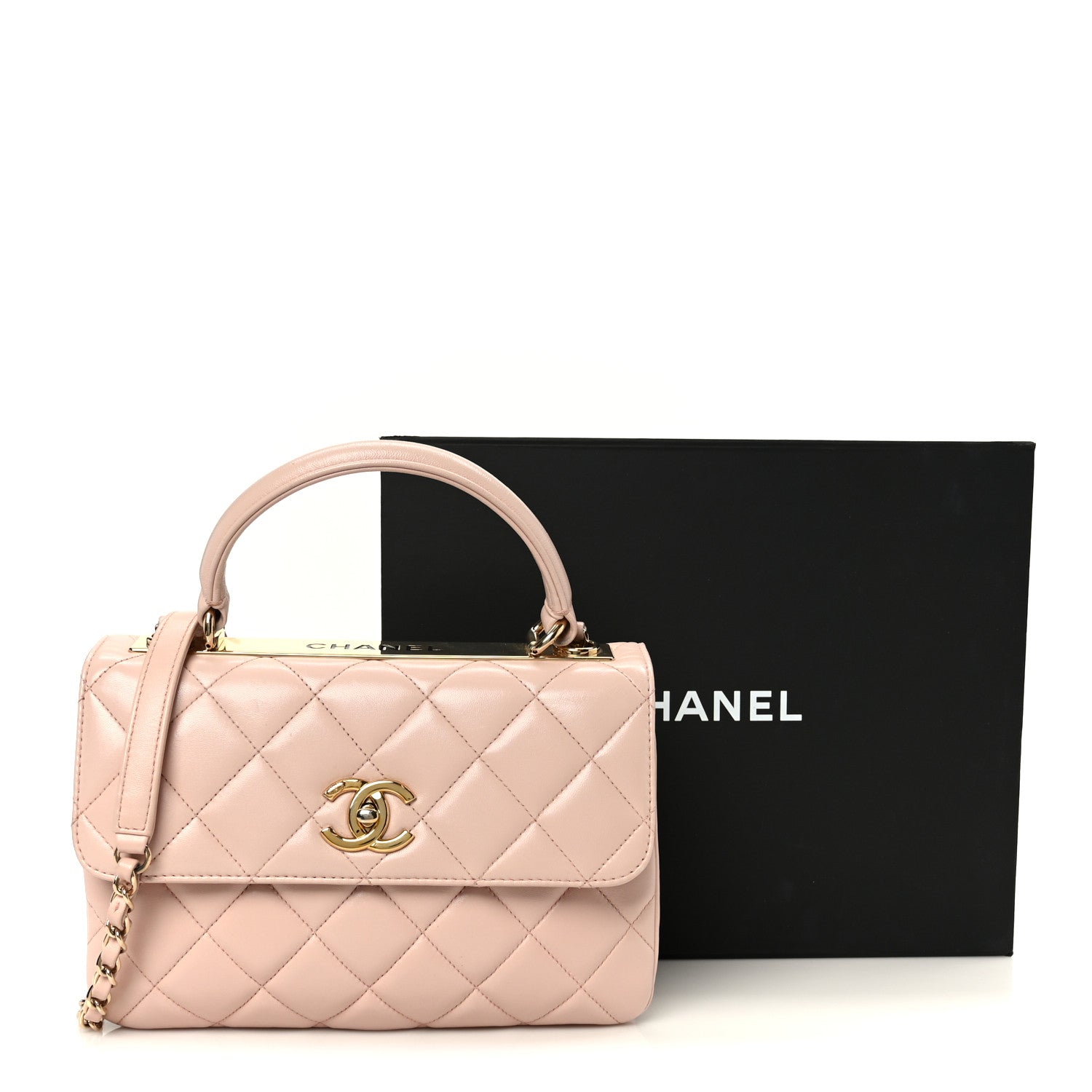 Chanel Lambskin Quilted Small Trendy CC Flap Dual Handle Bag Light Pink
