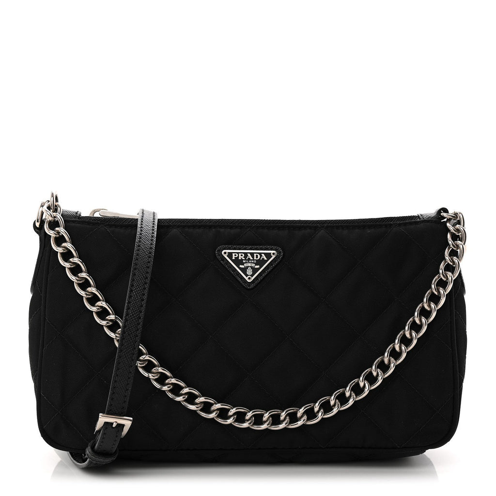 Prada Nylon Tessuto Impuntu Quilted Crossbody Bag Black