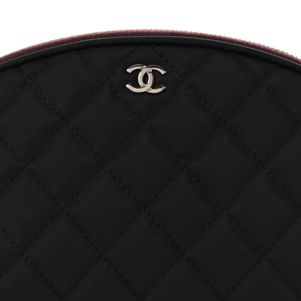Nylon Quilted Small Cosmetic Case Black
