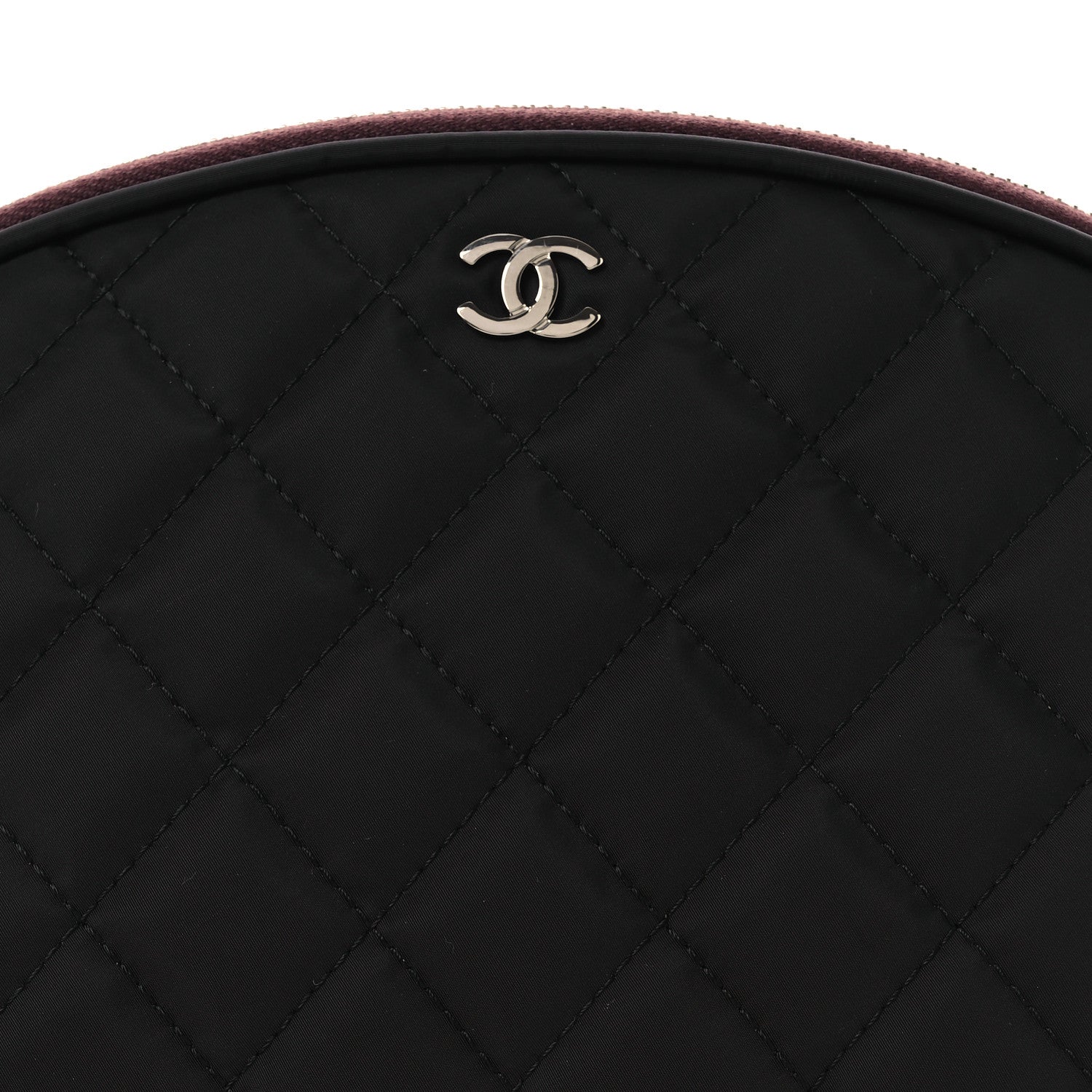 Nylon Quilted Small Cosmetic Case Black