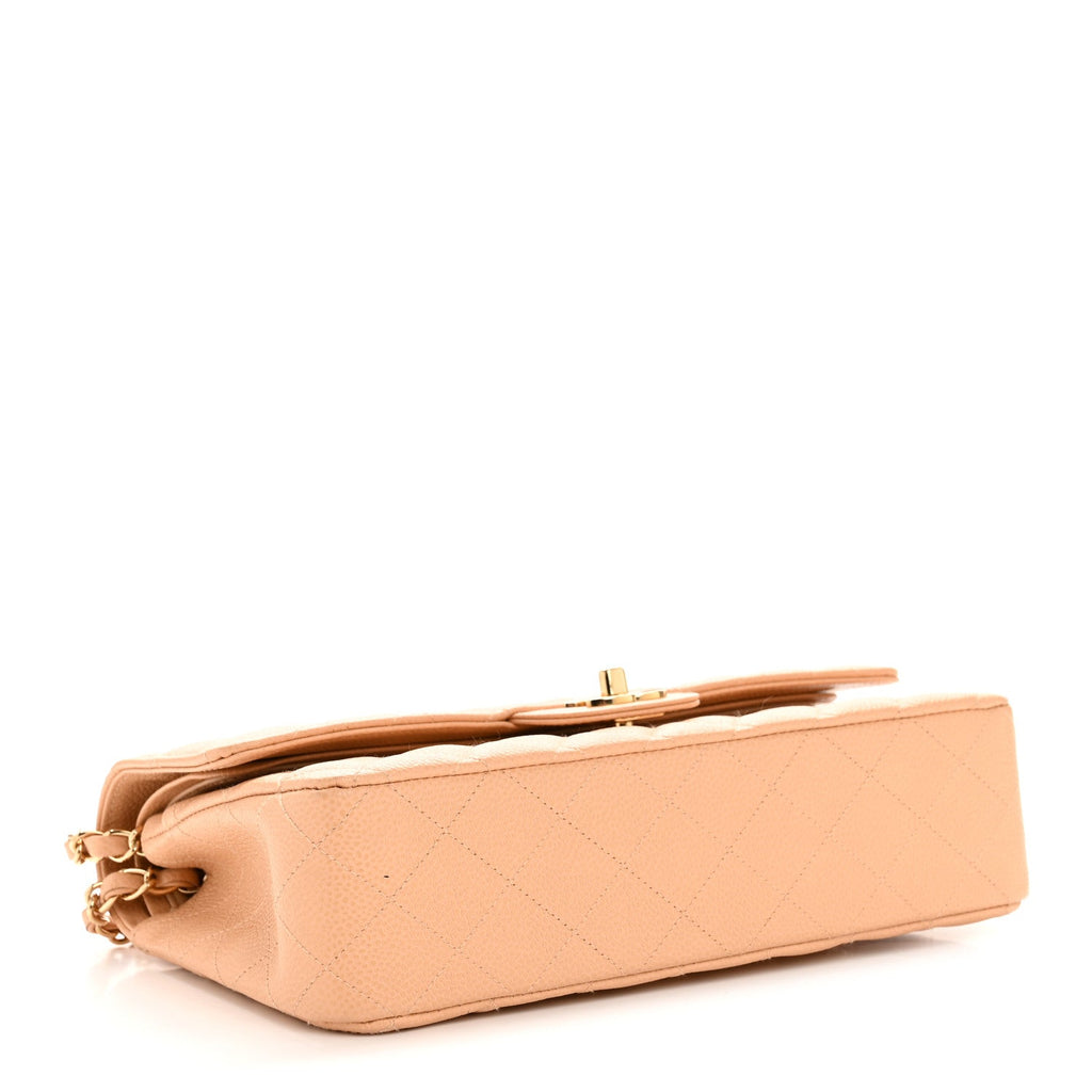 Chanel Caviar Quilted Medium Double Flap Beige Clair