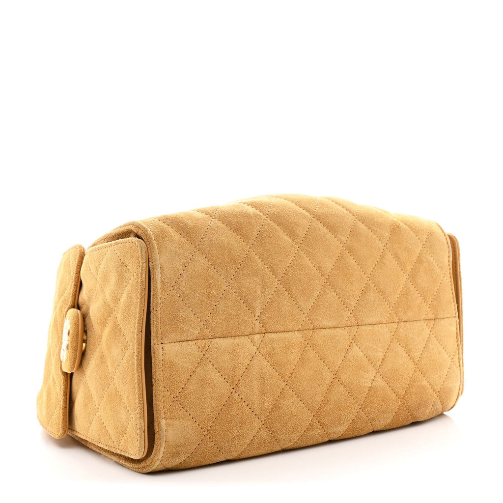Chanel Suede Quilted Small Chanel 25 Handbag Beige