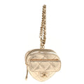 Metallic Lambskin Quilted CC Mini In Love Heart Bag Charm Gold