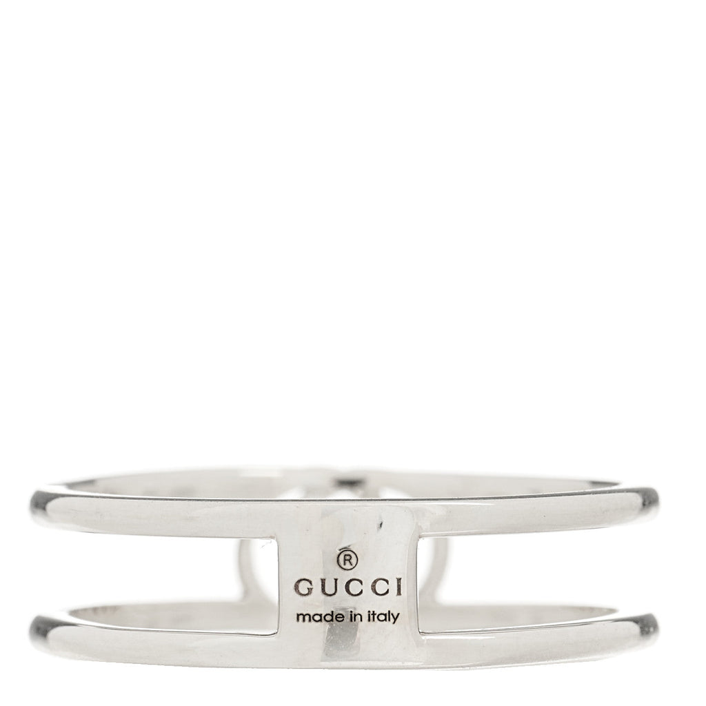 Gucci Sterling Silver 6mm Interlocking G Open Band Ring 60 9.25