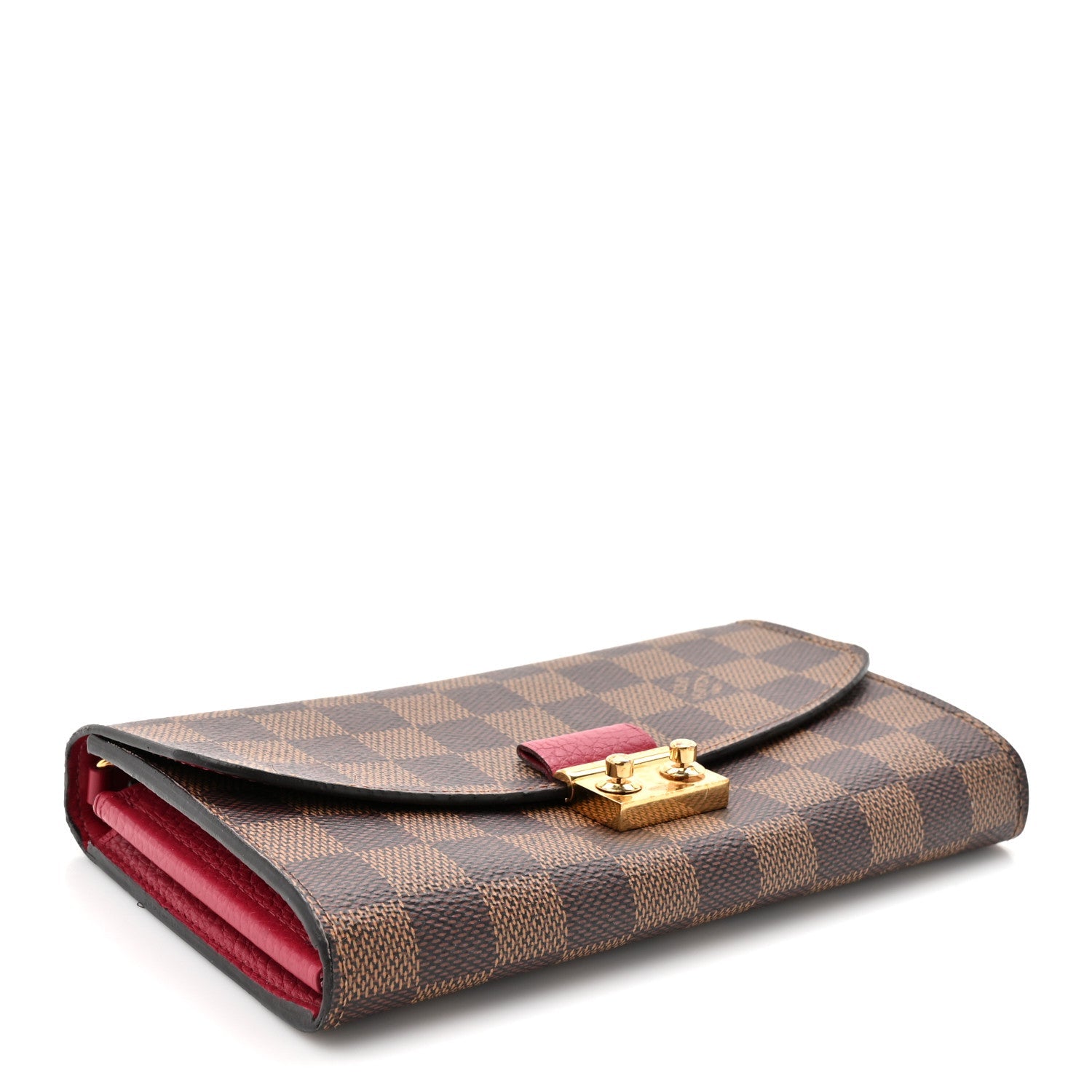 Louis Vuitton Damier Ebene Croisette Chain Wallet Scarlet