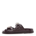 Chanel Shiny Calfskin Quilted Velcro Dad Pearl CC Slide Sandals  40 Burgundy