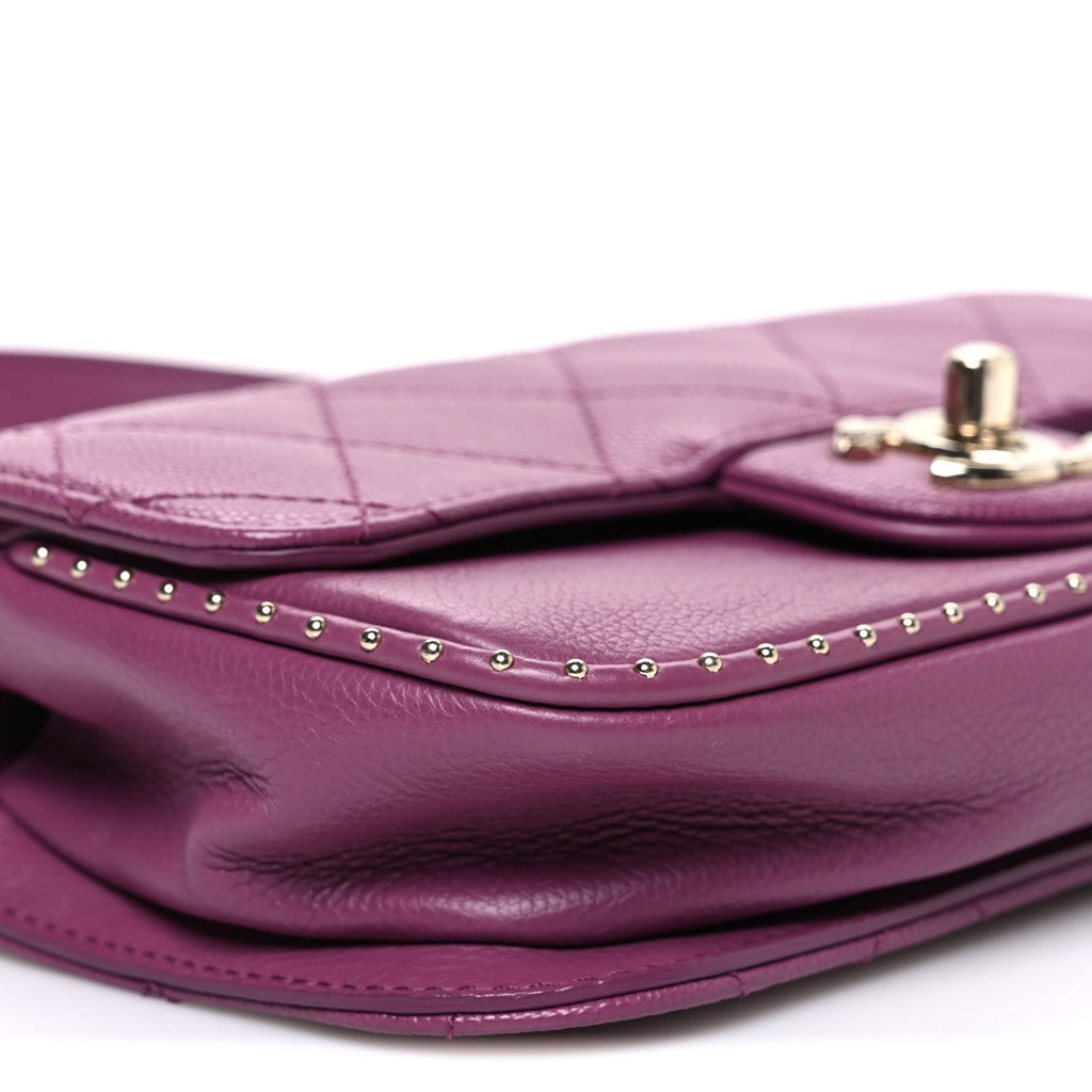 Chanel Caviar Quilted Mini Studded Flap  Purple