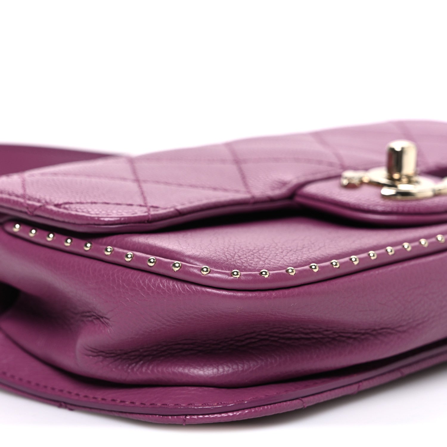 Chanel Caviar Quilted Mini Studded Flap  Purple