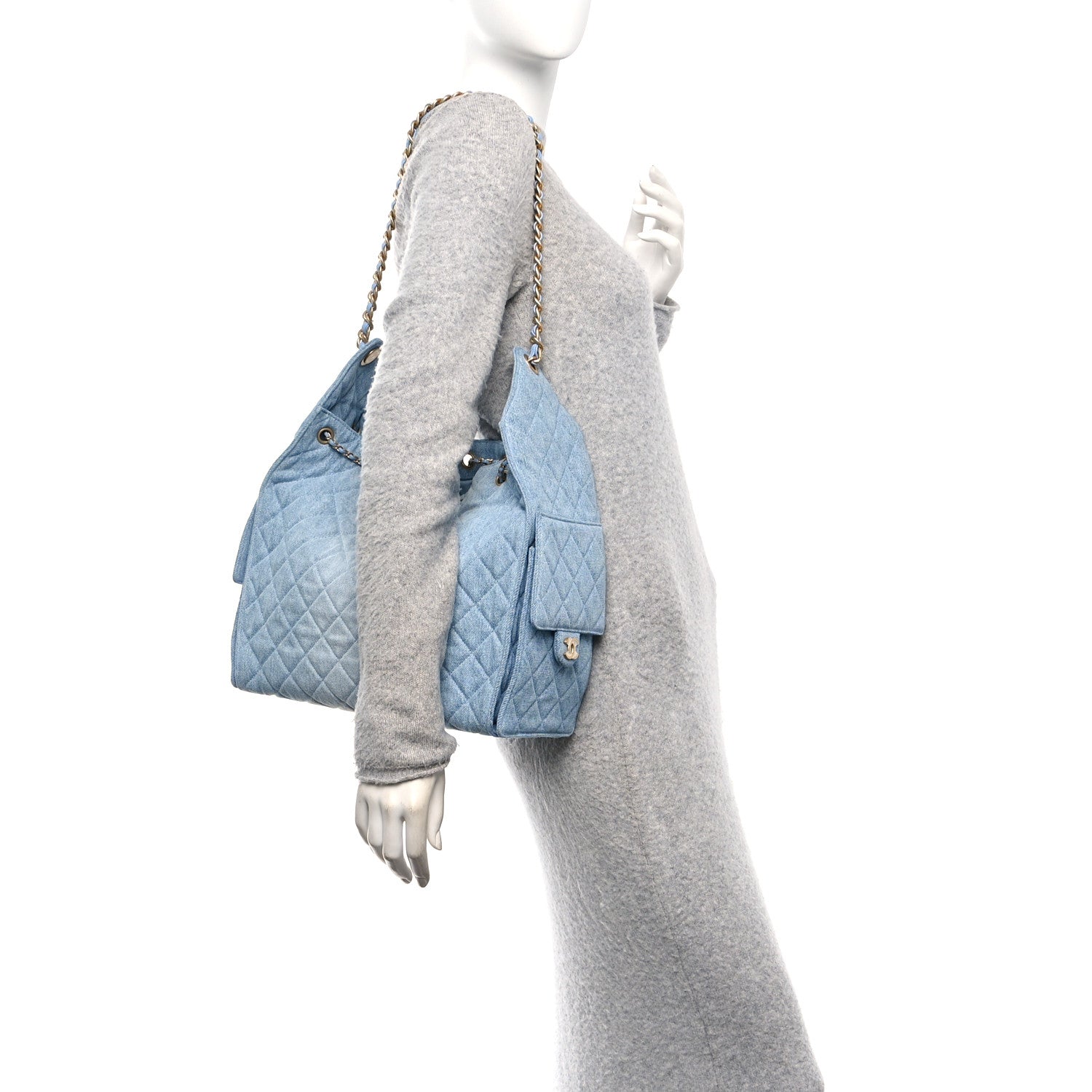 Chanel Washed Denim Quilted Medium Chanel 25 Handbag Blue