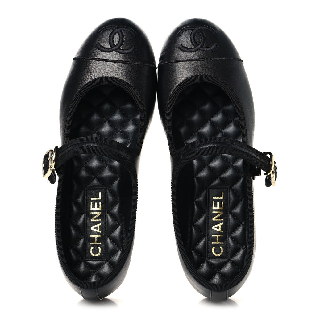Lambskin Mary Jane Flats 37.5 Black