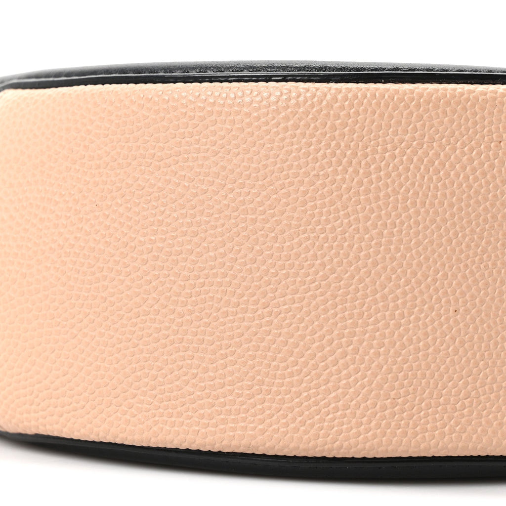 Chanel Caviar Quilted Round Filigree Crossbody Beige Black
