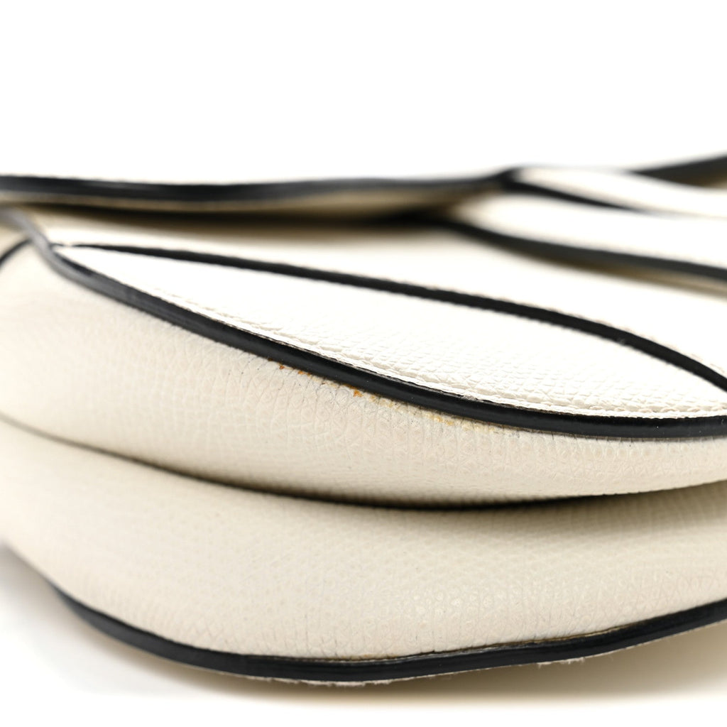 Christian Dior Grained Calfskin Mini Saddle Bag White