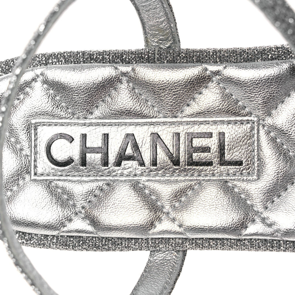 Fabric Grosgrain Pearl Crystal Thong Sandals 40 Silver Black