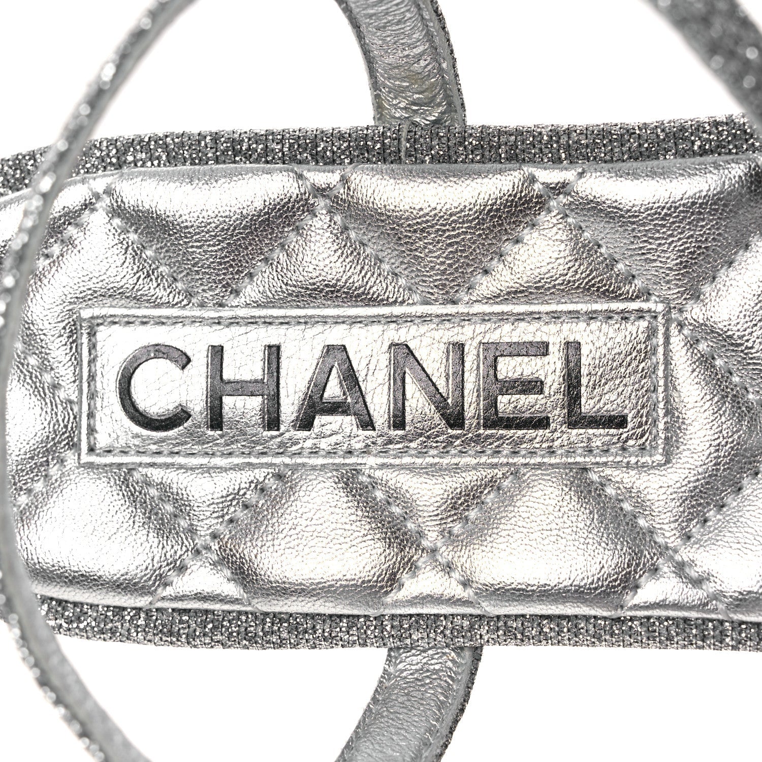 Fabric Grosgrain Pearl Crystal Thong Sandals 40 Silver Black