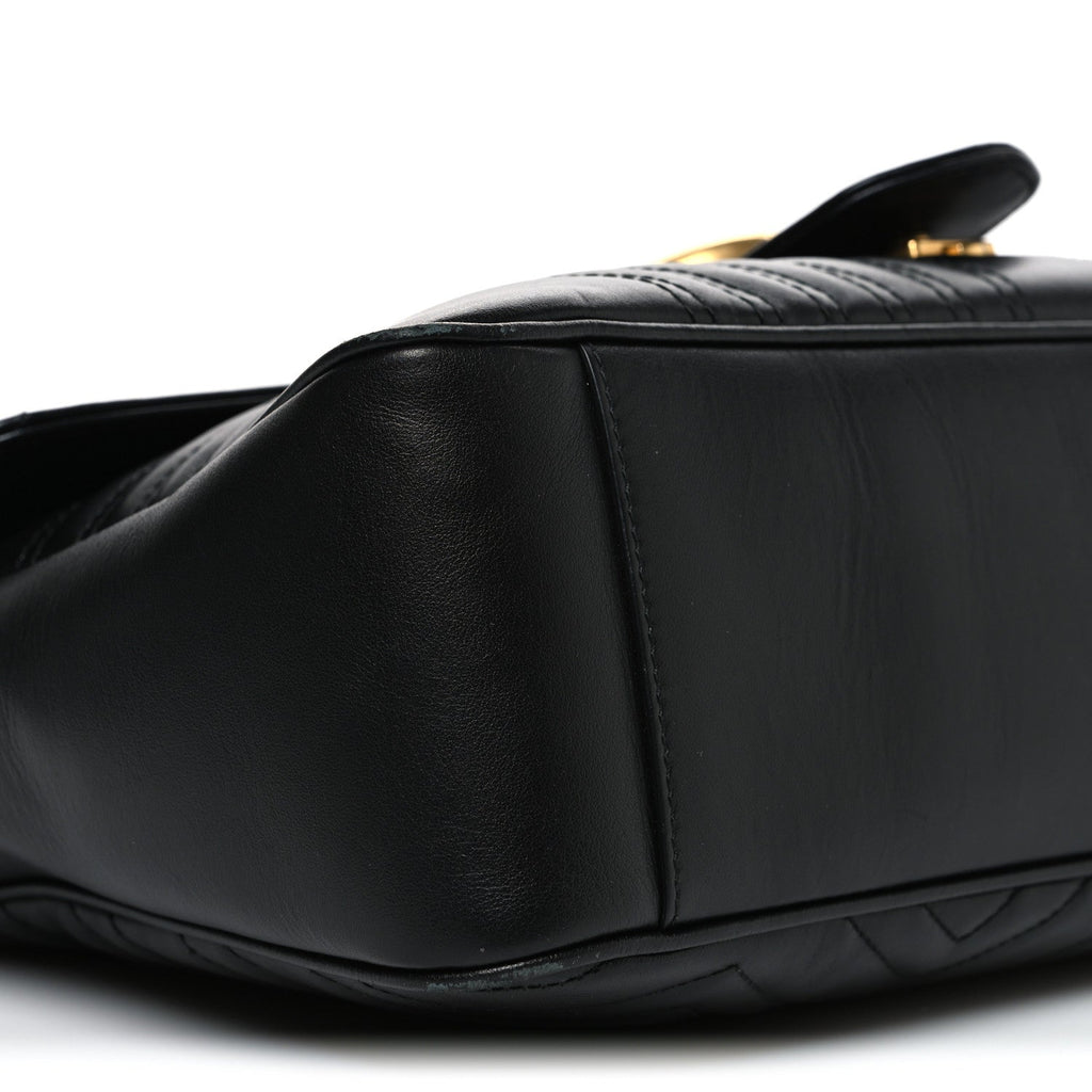 Gucci Calfskin Matelasse Medium GG Marmont Shoulder Bag Black