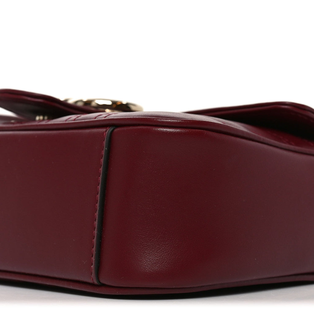 Gucci Calfskin Matelasse Mini GG Marmont Shoulder Bag Rosso Ancora