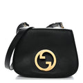 Gucci Roxy Calfskin Web Medium Blondie Top Handle Shoulder Flap Bag Black