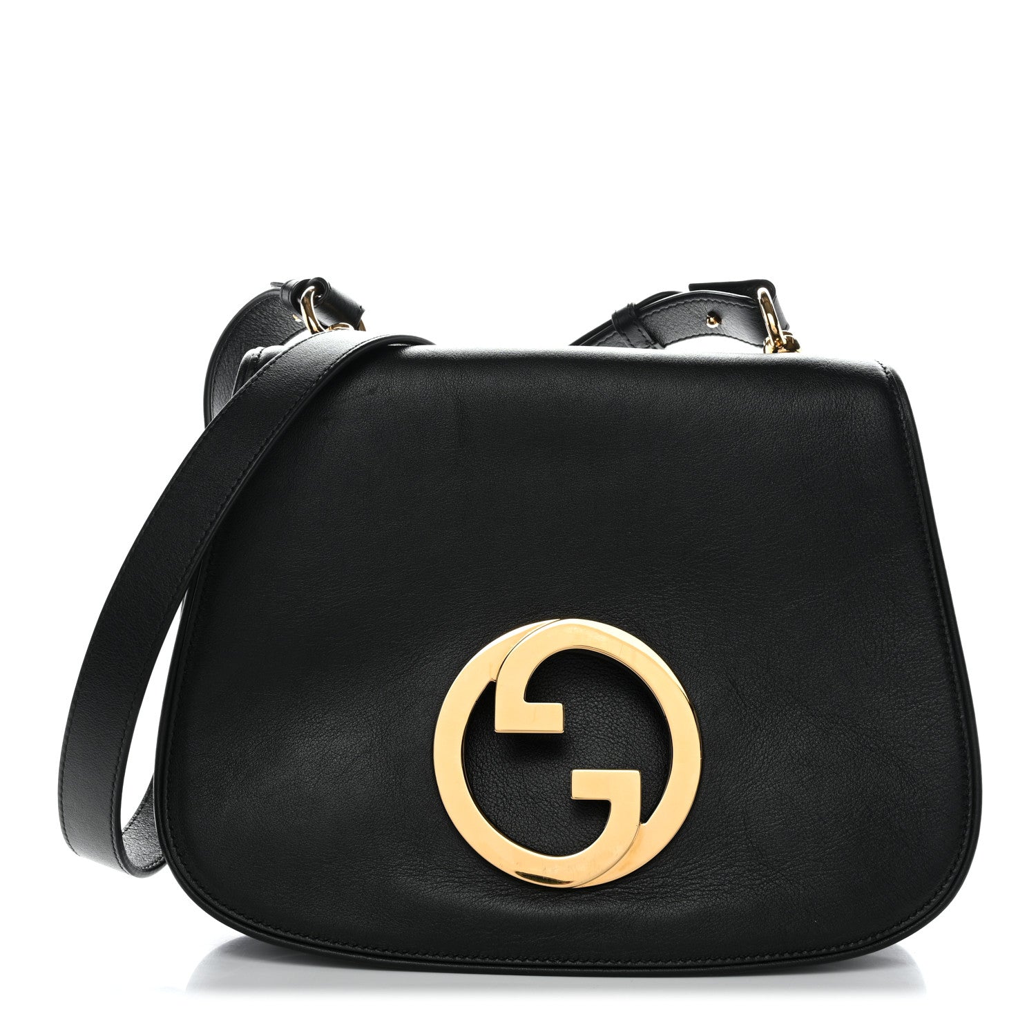 Gucci Roxy Calfskin Web Medium Blondie Top Handle Shoulder Flap Bag Black