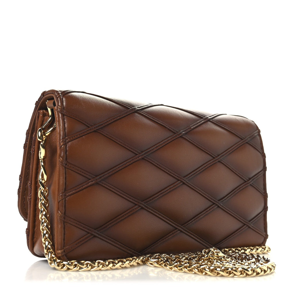 Louis Vuitton Lambskin Malletage Wallet On Chain GO-14 Tan