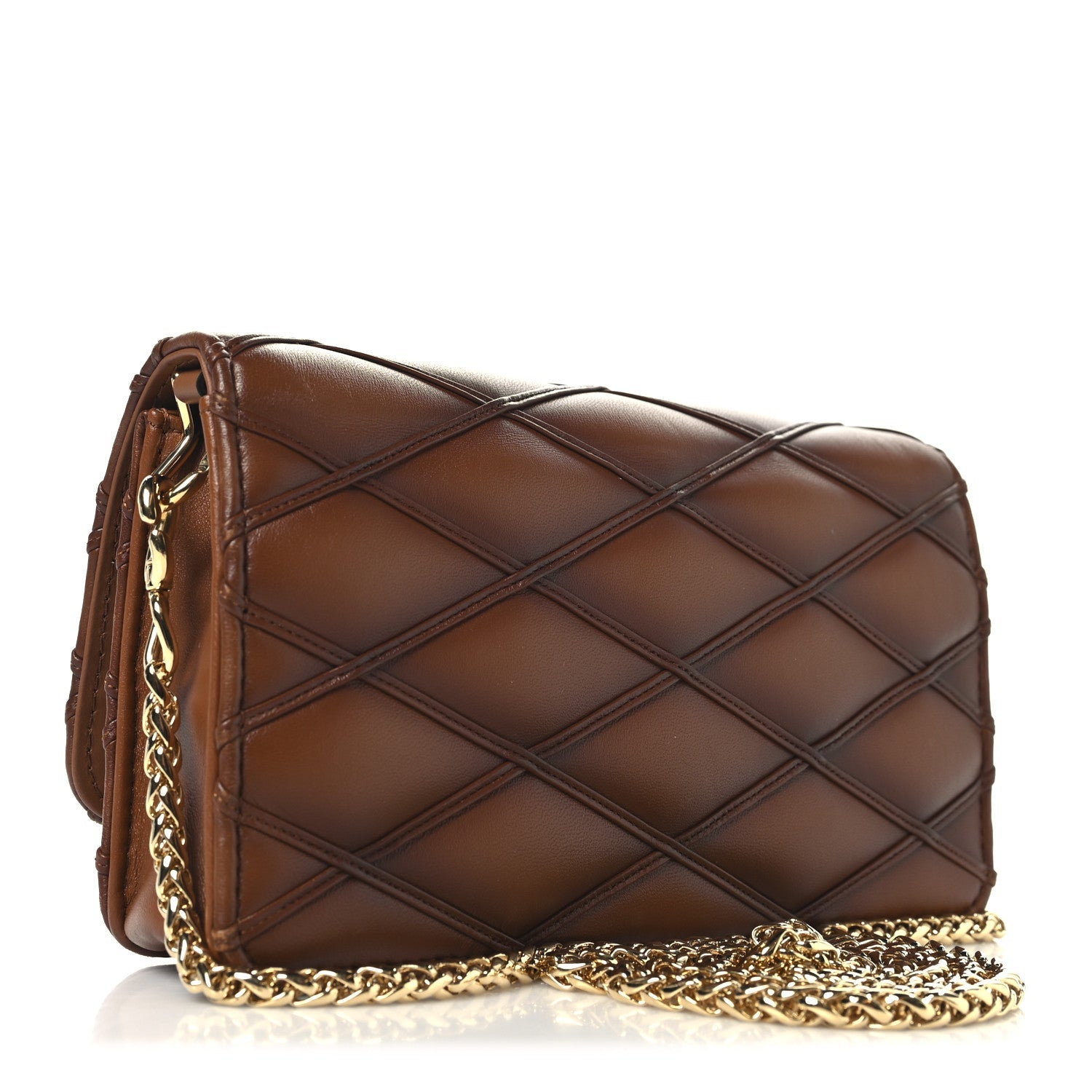 Louis Vuitton Lambskin Malletage Wallet On Chain GO-14 Tan