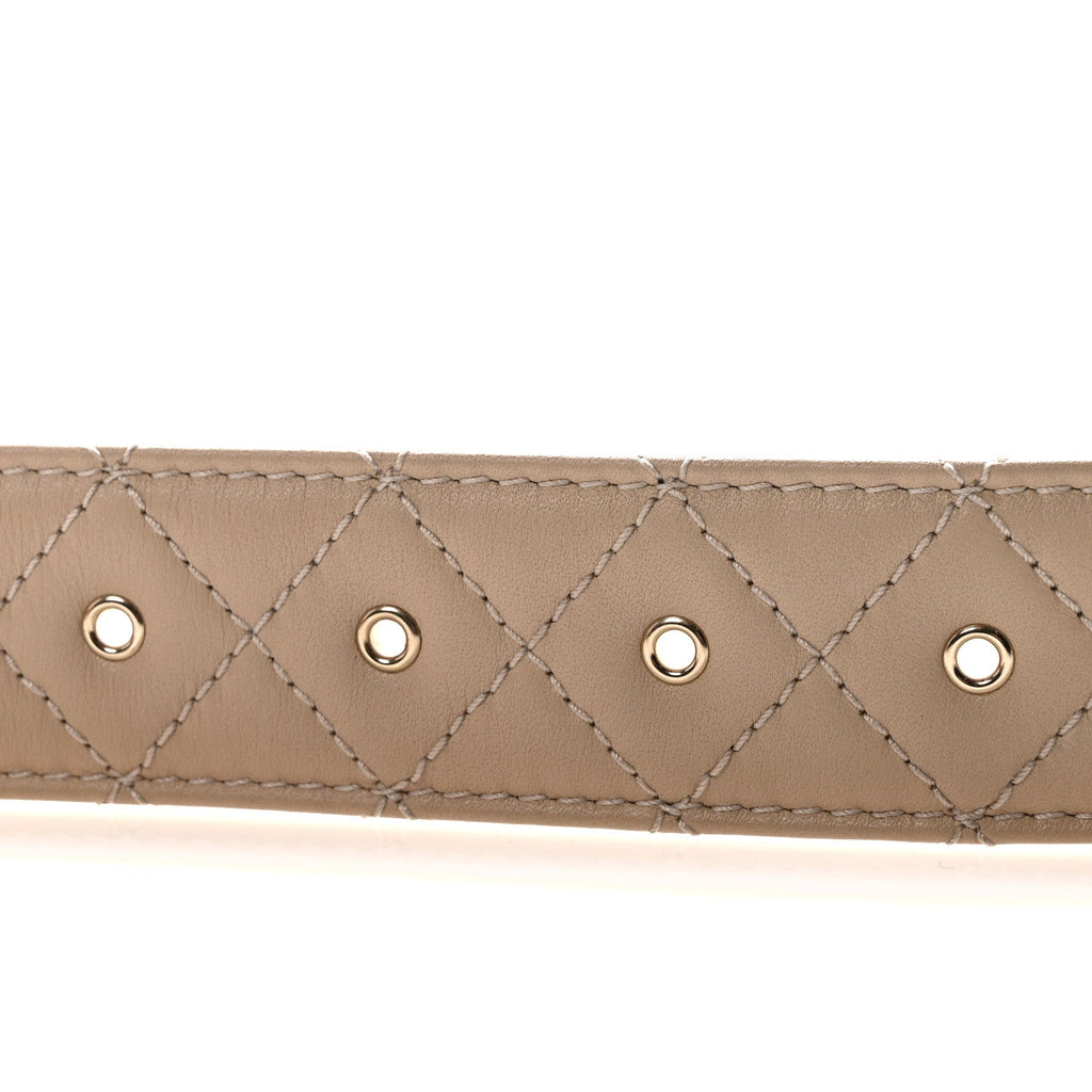 Lambskin Quilted CC Belt 75 30 Beige