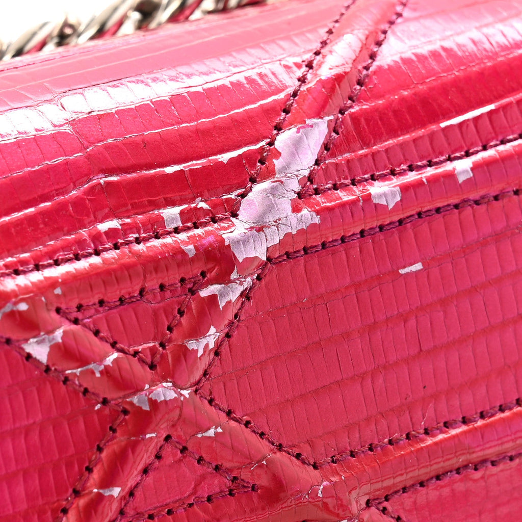 Christian Dior Metallic Lizard Small Diorama Flap Bag Fuchsia
