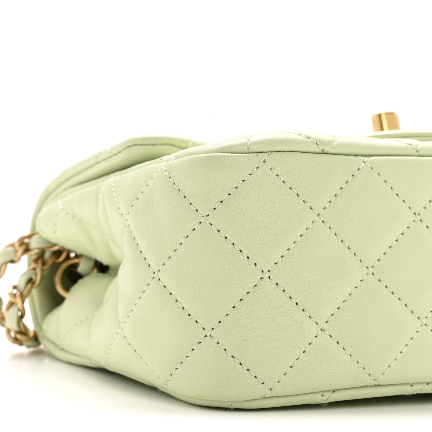 Chanel Lambskin Quilted Mini Pearl Crush Flap Light Green
