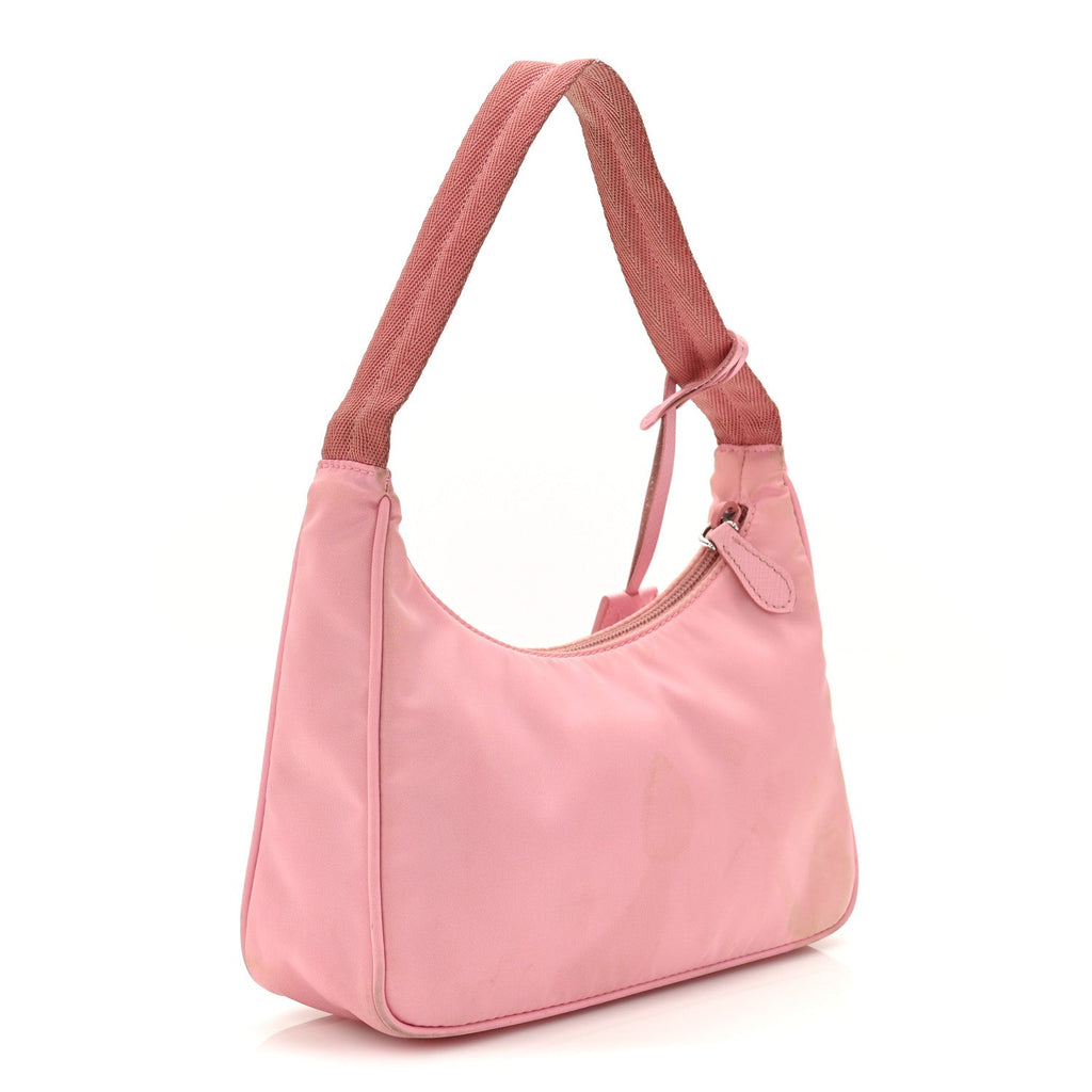 Prada Tessuto Nylon Saffiano Mini Re-Edition 2000 Bag Rosa