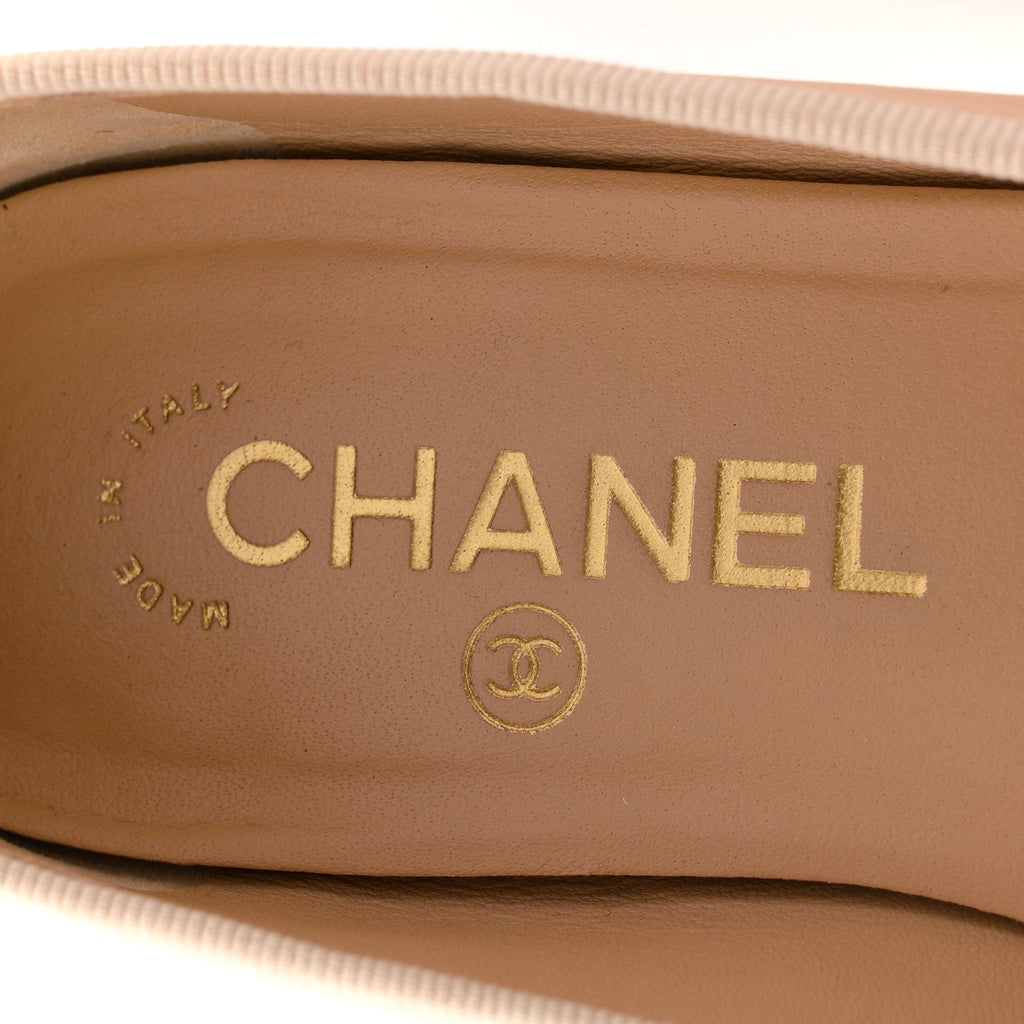 Lambskin Cap Toe CC Ballerina Flats 36 Beige Black