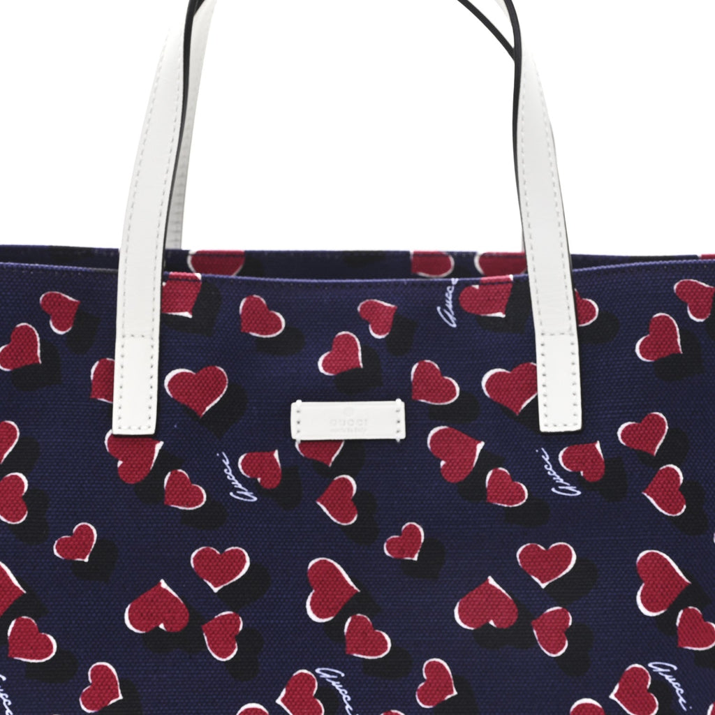 Gucci Canvas Heartbeat Print Medium Tote New Wine