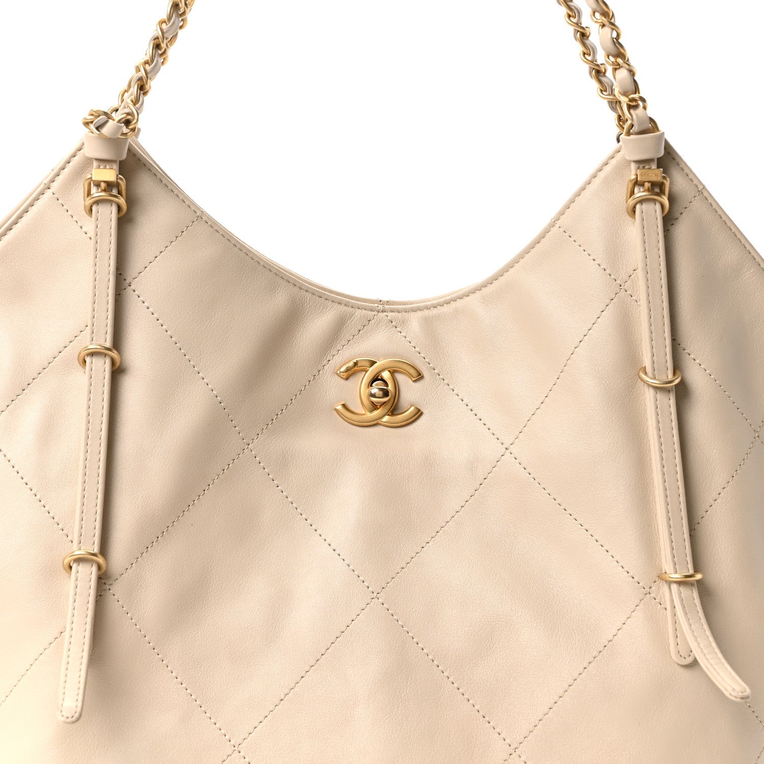 Chanel Calfskin Quilted Small Shopping Bag Beige