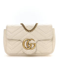 Gucci Calfskin Matelasse Super Mini GG Marmont Shoulder Bag White