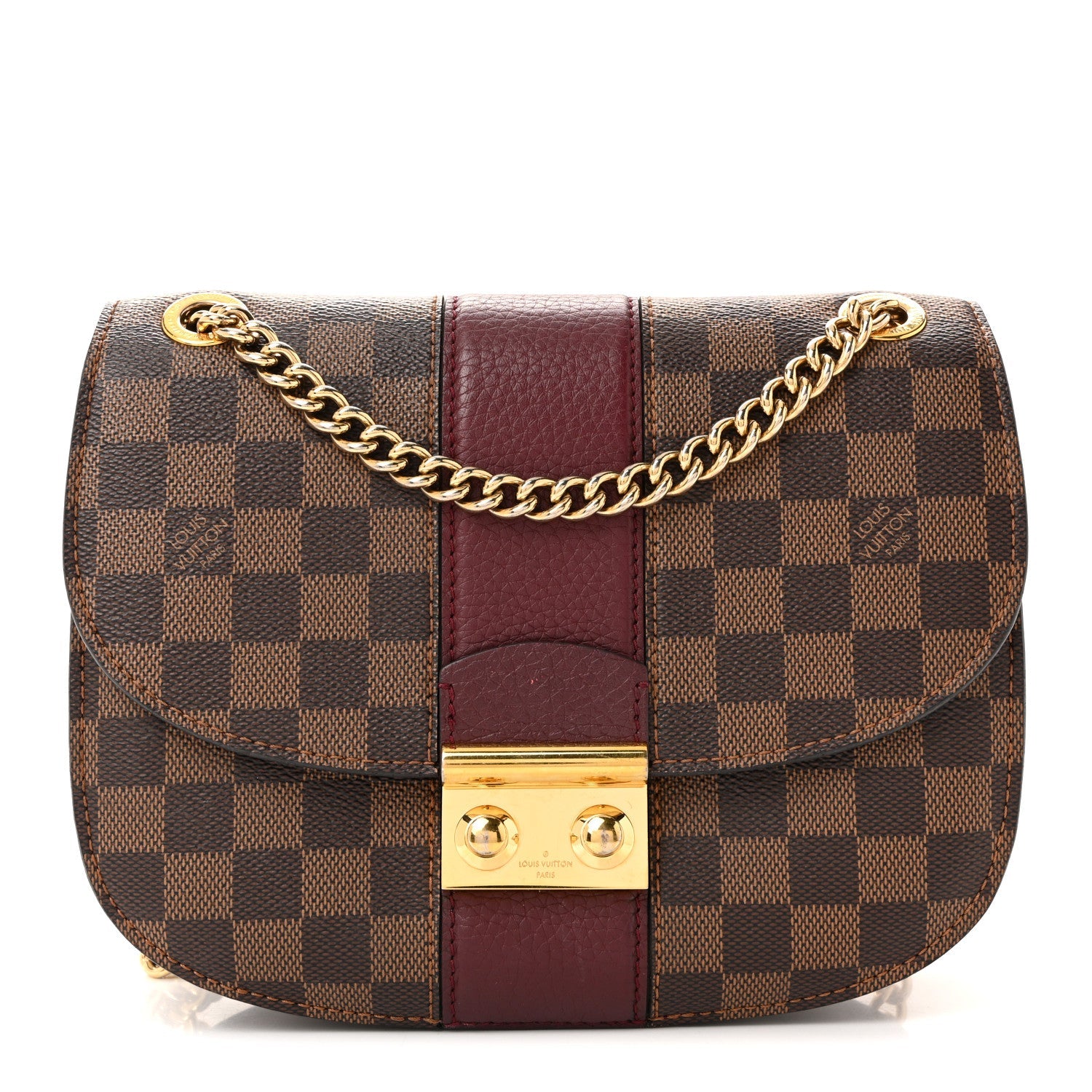 Louis Vuitton Damier Ebene Cuir Taurillon Wight Bordeaux
