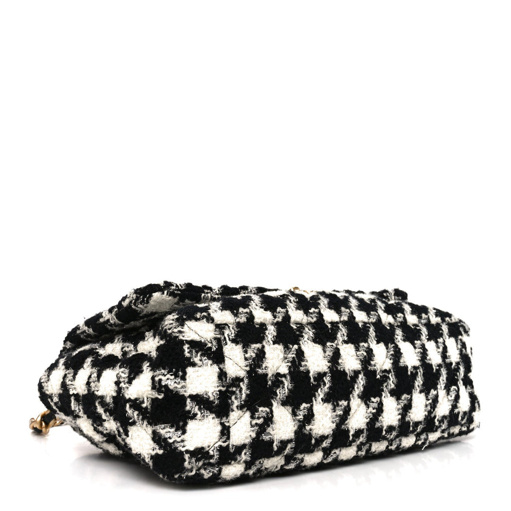 Chanel Tweed Quilted Maxi Chanel 19 Flap Black Ecru White